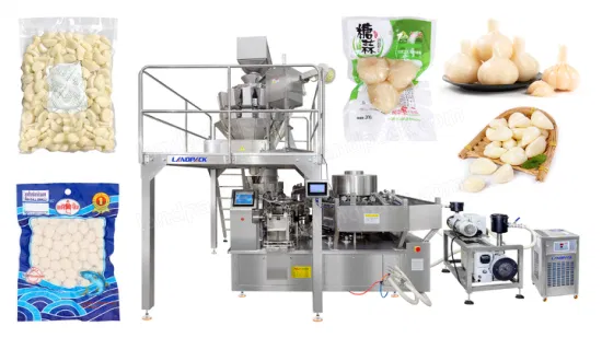 Machine d'emballage de sachets de cornichon rotatif/Kimchi/radis séchés, pochette préfabriquée sous vide entièrement automatique